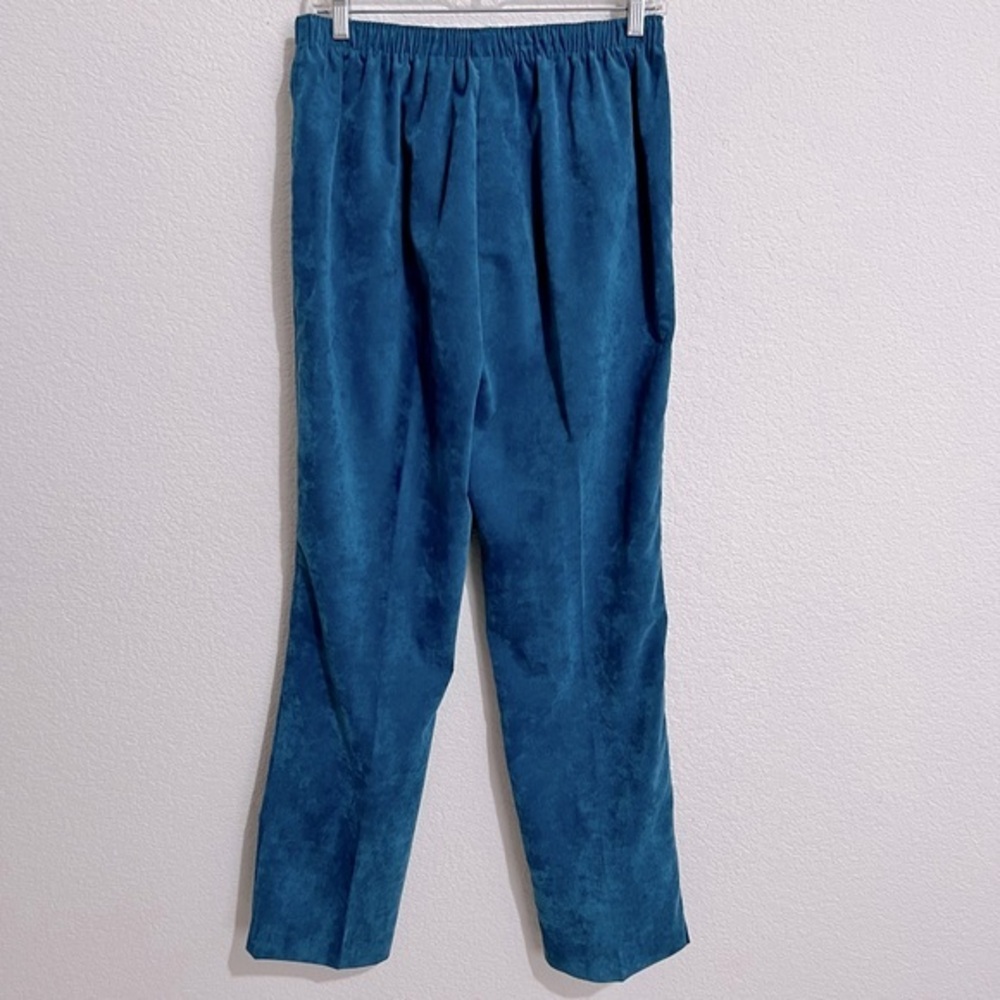Alia Teal Micro Corduroy Straight Leg Elastic Waist  Pull On Pants Trousers 12